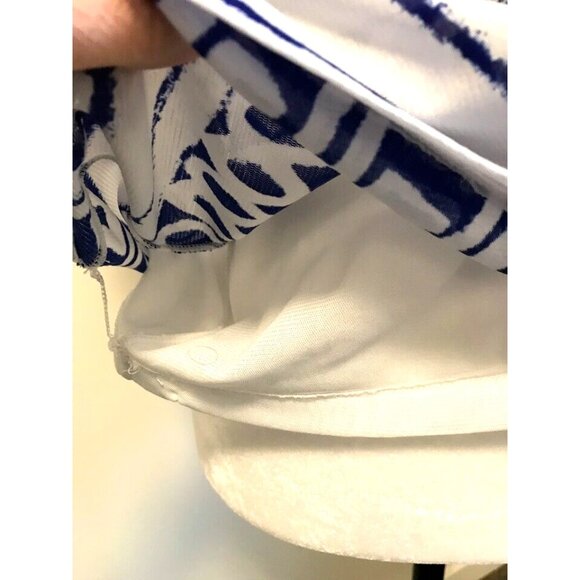 CHICO'S Layered Tiered Cape Top Womens Size Medium White Blue Greek Pattern - Picture 7 of 7